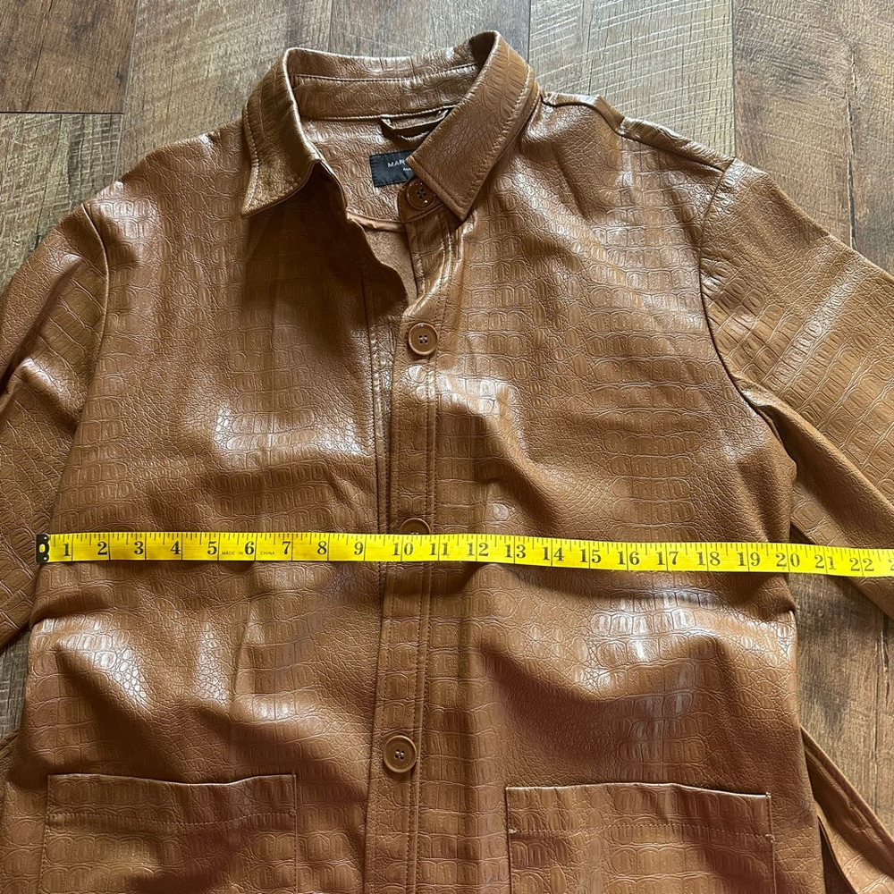 Women's MARC NEW YORK Brown Croc Embossed Faux Leather Jacket M - Picture 8 of 15